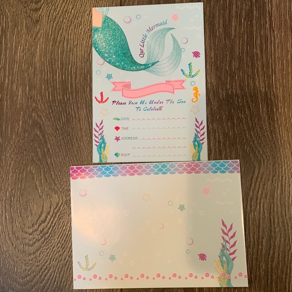 12 ct mermaid birthday invitations